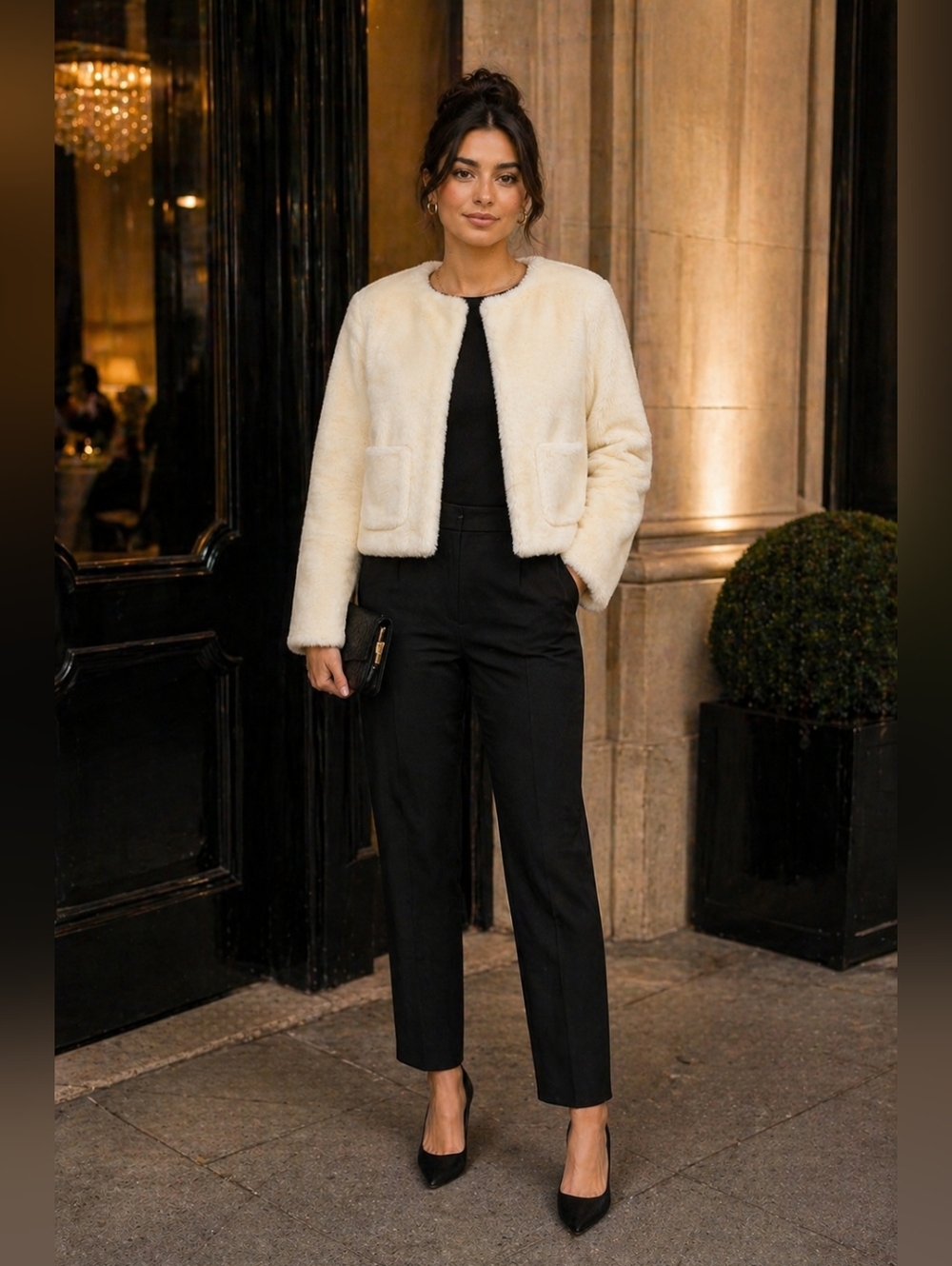J Crew Faux Fur Jacket Cropped Ivory Coat Soft Luxe S